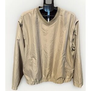 Grand Slam Mens L Golf 2 In 1 Pullover Windbreaker & Vest Zip‎ Beige Net Liner